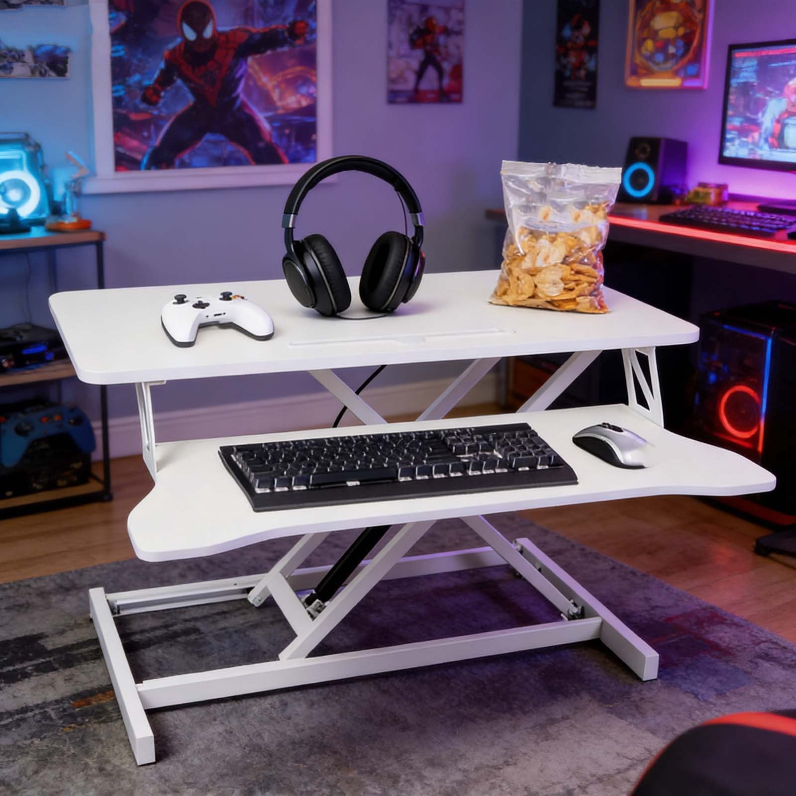 17" Sit Stand Desk & Stand Up Desk Riser, Adjustable Standing Computer Table Converter for Home Office Desktop Workstation