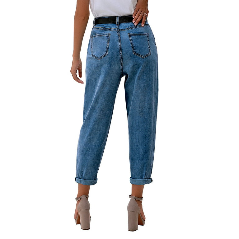 luvamia Vintage Boyfriend Denim Pants for Women High Waisted Stretchy Loose  Fit Mom Jeans Size M Size 8 Size 10