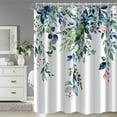 thumbnail image 2 of Green and Blue Eucalyptus Shower Curtain, Watercolor Spring Plant Leaves with Floral Shower Curtain Waterproof Fabric Shower Curtain Set with Hooks, 72x72 Inch, 2 of 6