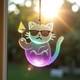 thumbnail image 4 of Clearance Under $10 Hangs, "Purr In " Cat MEOW TASTIC SUMMER ALERT! "Colorful Cat Handmade Garden & Home Decor Hanging Ornament Window For Indoor/Outdoor, 4 of 8