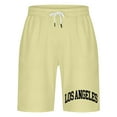 thumbnail image 3 of Short Shorts for Men Resort Letter Print Elastic Waist Breathable Drawstring Style Beach Shorts Running Shorts for Men Light Yellow L, 3 of 4