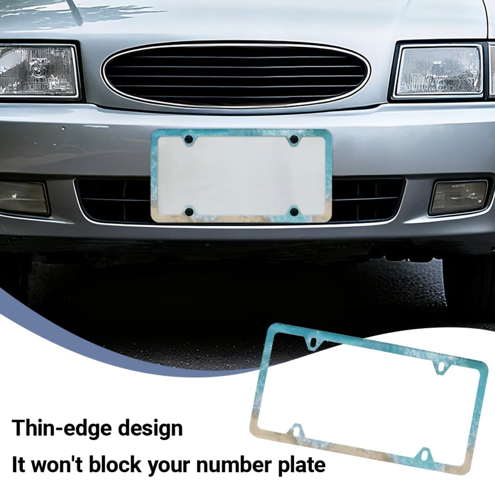 Jeiento Beach Style 2 PCS License Plate Frames with 4 Holes Rounded Corner Licence Plate Frame and Screws Slim Design for Standard US Vehicles