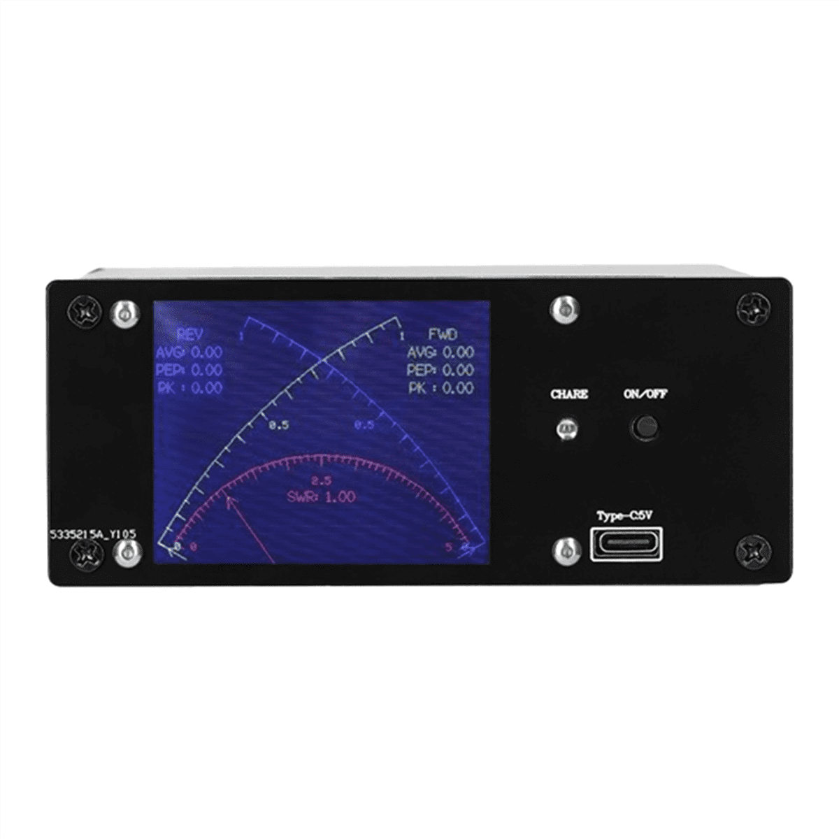 Full Touchscreen Shortwave Power Meter Standing-Waves Meter with over Voltage Standing Waves Ratio Alarm AVG Time Adj,1 x SWR Meter 1 x Type-C Cable,Black