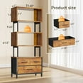 thumbnail image 3 of Casaottima 7 Tier Bookshelf, Tall Geometric Bookcase with Fabric Drawers, Modern Display Book Shelves Book Case for Living Room Bedroom, Wood Decorative Standing Shelving Unit for Home Office, Black, 3 of 16