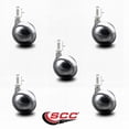 thumbnail image 2 of 2.5 Inch Bright Chrome Metal Ball Caster – 5/16 Inch Threaded Stem – Set of 5, 2 of 2