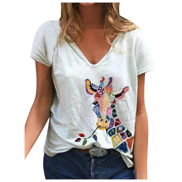 AMERTEER Grande Taille Femmes Manches Courtes Imprimé 3D Col Rond Hauts Tee T-Shirt Blouse T-Shirt pour Femmes