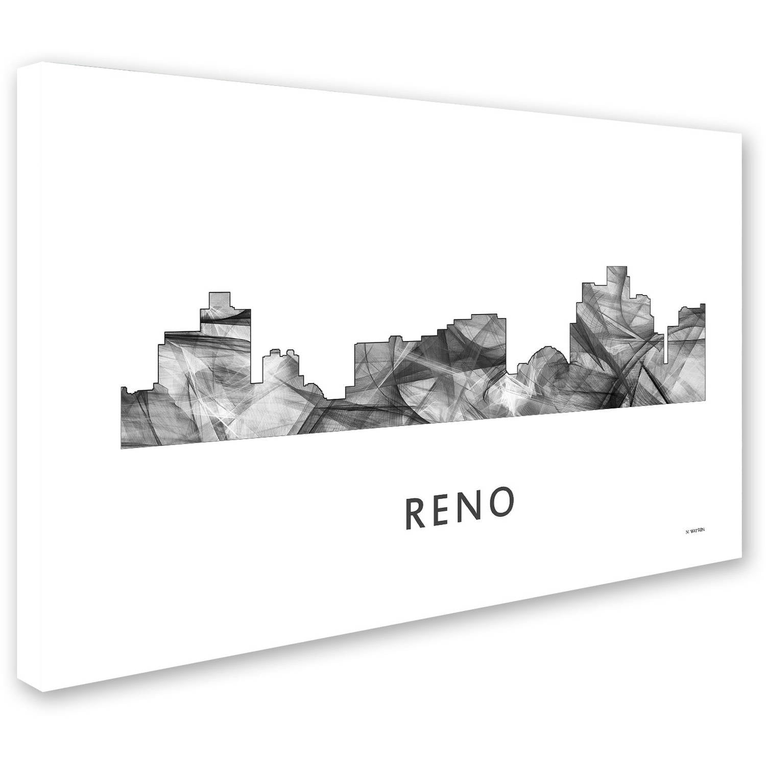 Trademark Fine Art 'Reno Nevada Skyline WB-BW' Canvas Art by Marlene Watson