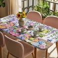 thumbnail image 3 of Blue Purple Gnomes Table Cloths for 3 Foot Rectangle Tables, Spring Country Hydrangea Flower Leaf Patio Waterproof Elastic Fitted Tablecloths, Washable Rectangular Table Cover for Camping, 3 of 8