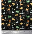 thumbnail image 1 of Soimoi Black Cotton Duck Fabric Leaves,Star & Cute Animals Kids Print Sewing Fabric Yard 42 Inch Wide, 1 of 1
