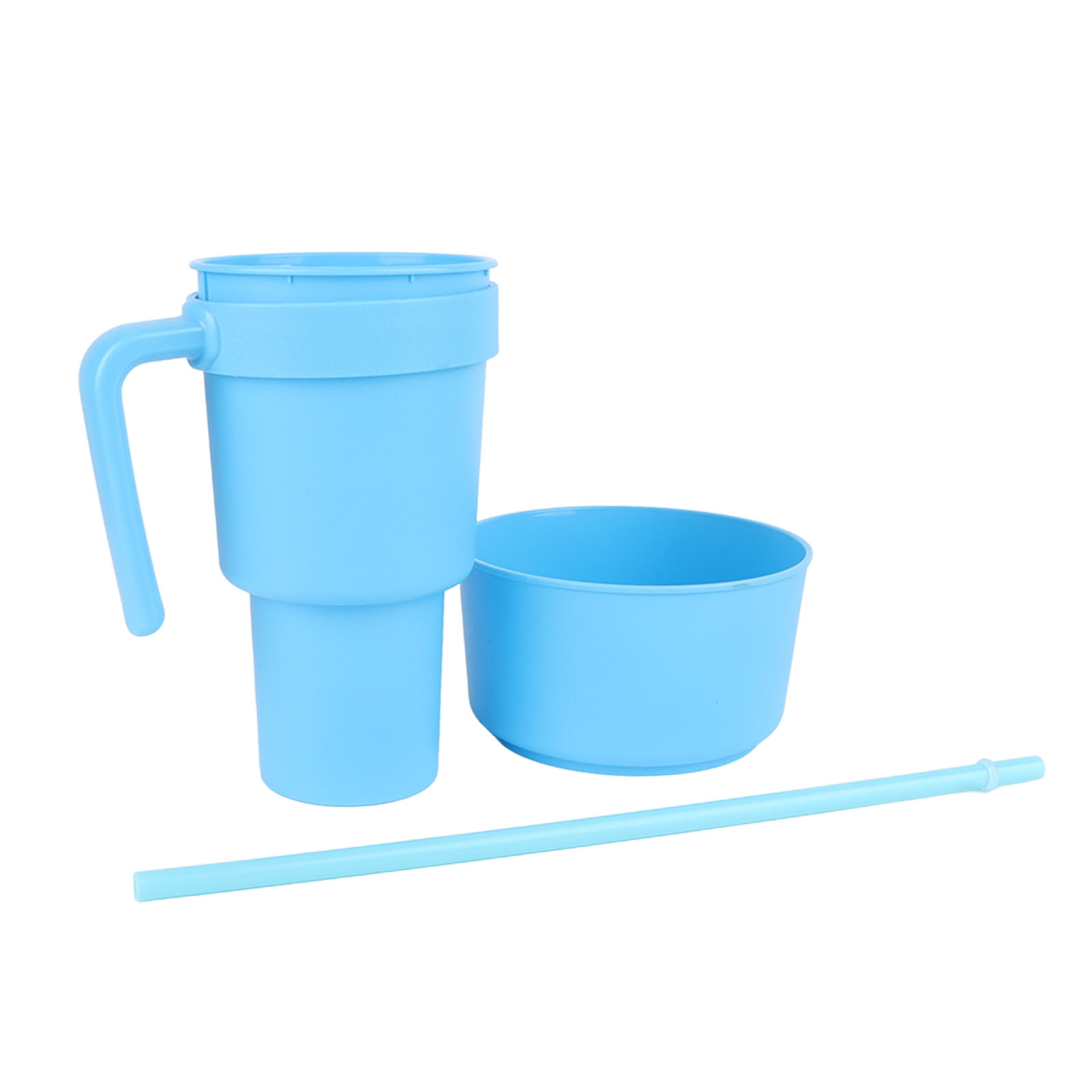 2 In 1 Snack Drink Cup With Straw Large Opening Plastic Beverage Cup