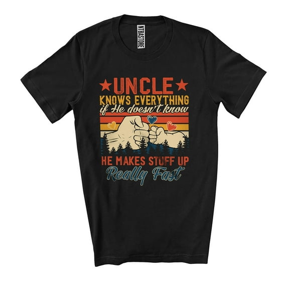 Vintage Retro Uncle Knows Everything Stuff Up; Fantastic Father's Day Hands; Family Unisex T-Shirt