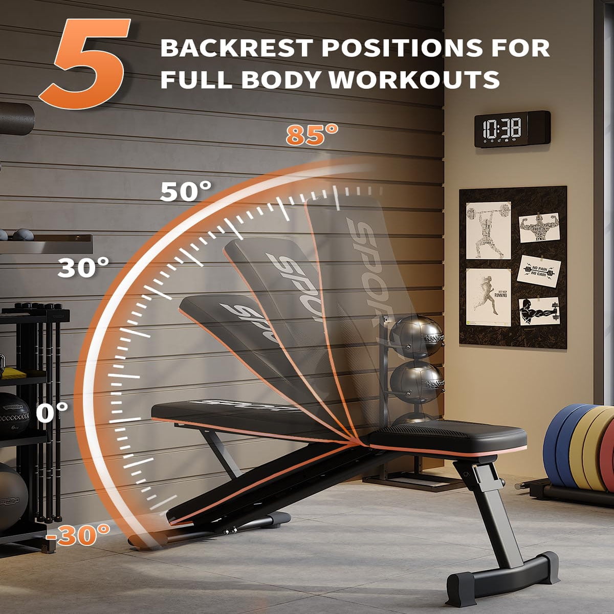 Soonbuy Adjustable Weight Bench,5-Levels Versatile Foldable Bench for Full Body Workout Strength Training, 660LBS Incline Decline Bench with Quick Folding& Fast Adjustment