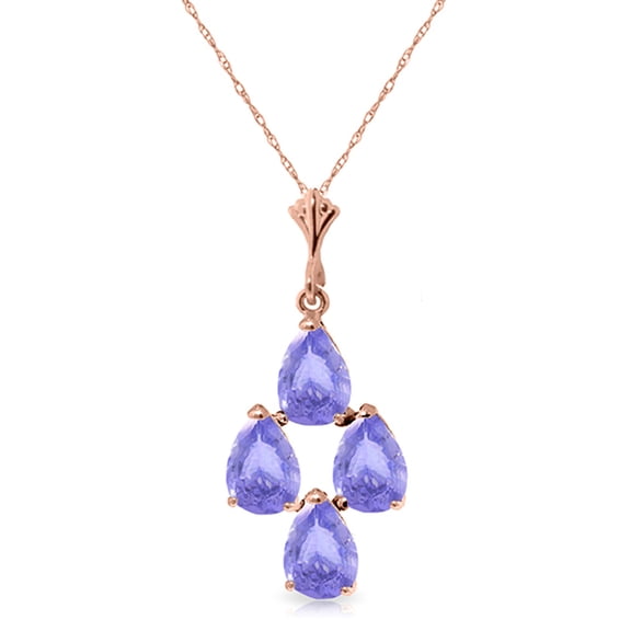 Galaxy Gold 14K Rose Gold Tanzanite Pendant Necklace - December Birthstone - Communication & Serenity - 16" to 24" - Fine Jewelry for Women