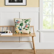 Mainstays Decorative Embroidered Bird Floral 18” x 18” Throw Pillow, Multi-Color