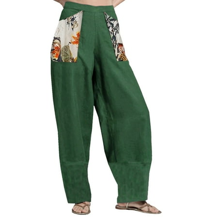 

Womenss Cropped Pants Casual Petite Womenss Casual Printned Capri Pants Elastic Waist Summer Cropped Trousers With Pockets Pajamas for Womens