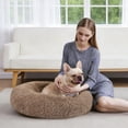 thumbnail image 6 of Donut Dog Bed XL, Machine Washable Round Pet Bed for Dogs and Cats, Calming Donut Cat Bed, Plush Fabric, Non-slip Bottom, Brown, 36"x36"x9", 6 of 6