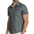 thumbnail image 5 of HAOMEILI Mens Short Sleeve Casual Button Down Shirts Summer Untucked Dress Shirts with Pocket, 5 of 7