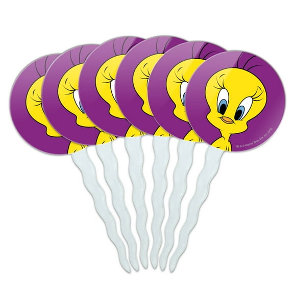 Looney Tunes Tweety Bird Cupcake Picks Toppers Decoration Set of 6