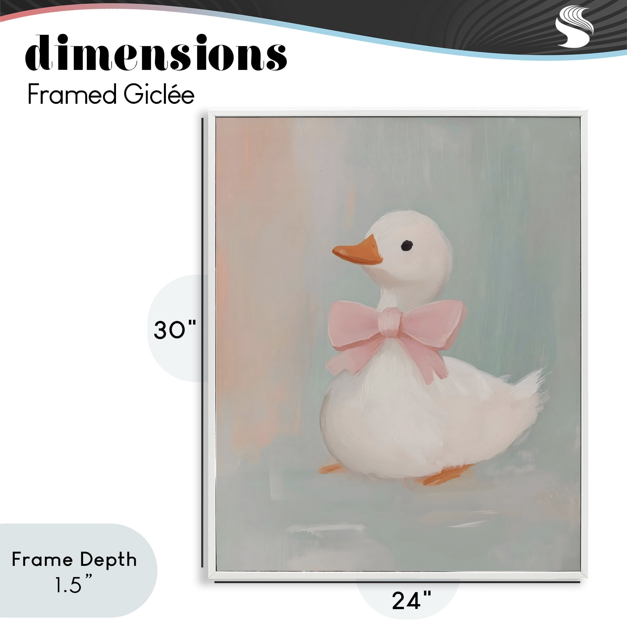 Stupell Industries Duckling Portrait with Bow White Framed Giclee Art, design by The Prints Vibe