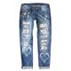 thumbnail image 5 of WILLBEST Jeans Mujer Pantalones Vaqueros Rectos Con Rotos y Estampados para Mujer, de Tiro Medio, Cómodos, Elásticos E Informales a La Moda Chica, 5 of 5
