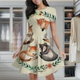 thumbnail image 2 of Christmas Squirrel Wreath Pattern Women's Classic Swing Skater Dress Casual Work Party Cocktail Dresses, 2 of 6