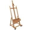 U.S. Art Supply Rocker Crank Wooden Adjustable Studio Easel - Extra Large H-Frame, 132", Artist Tray, Drawers, Beechwood