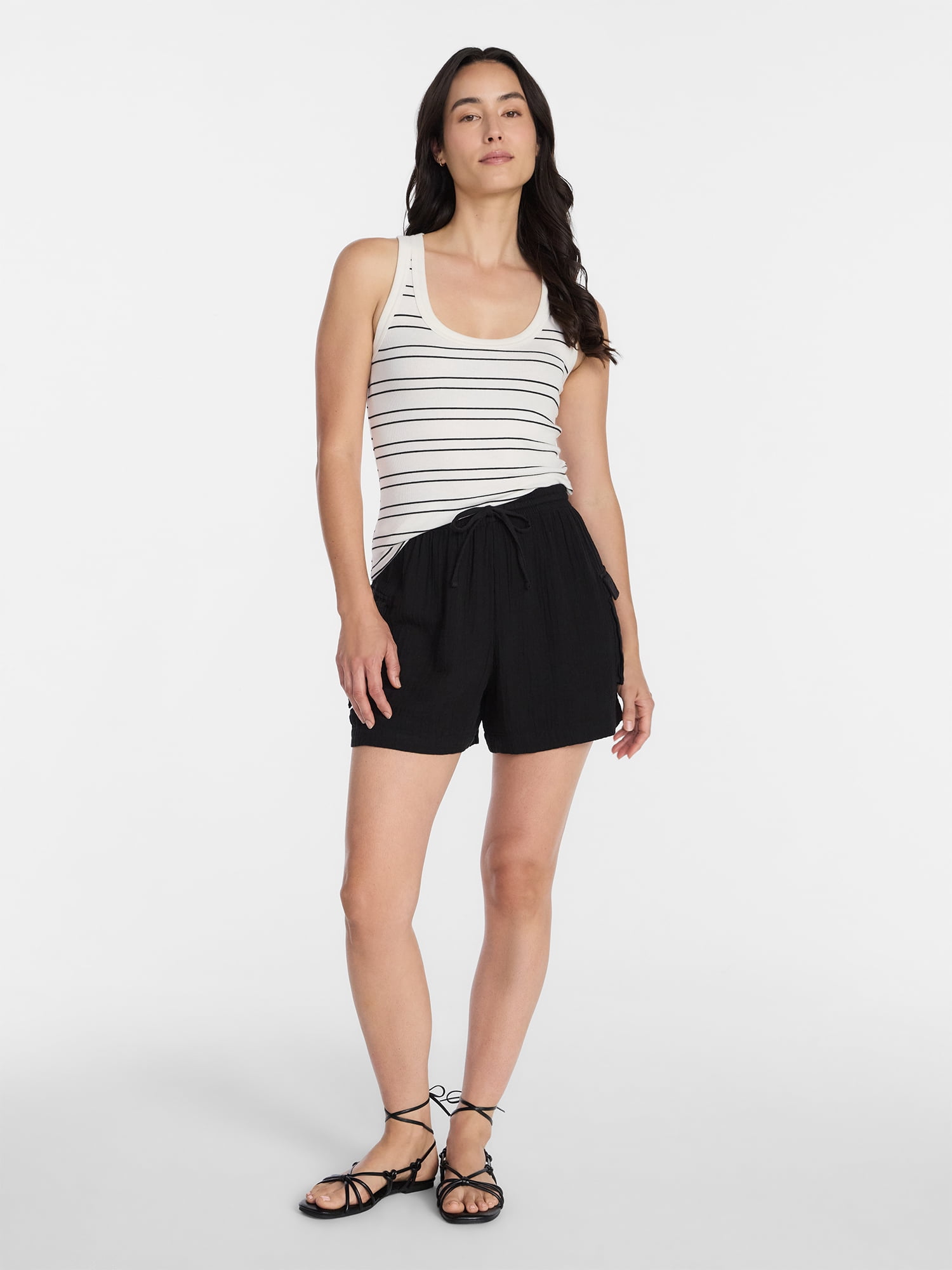 Time and Tru Women's Double Cloth Cargo Shorts, Sizes XS-XXXL