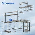 thumbnail image 3 of Costway Bureau de Jeu en L avec Bande DEL et Prises de Courant, Huche, Support pour Moniteur, Support pour CPU, Gris, 3 of 10