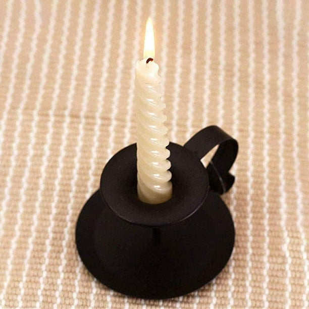 White Enamel Chamberstick Candle-Holder