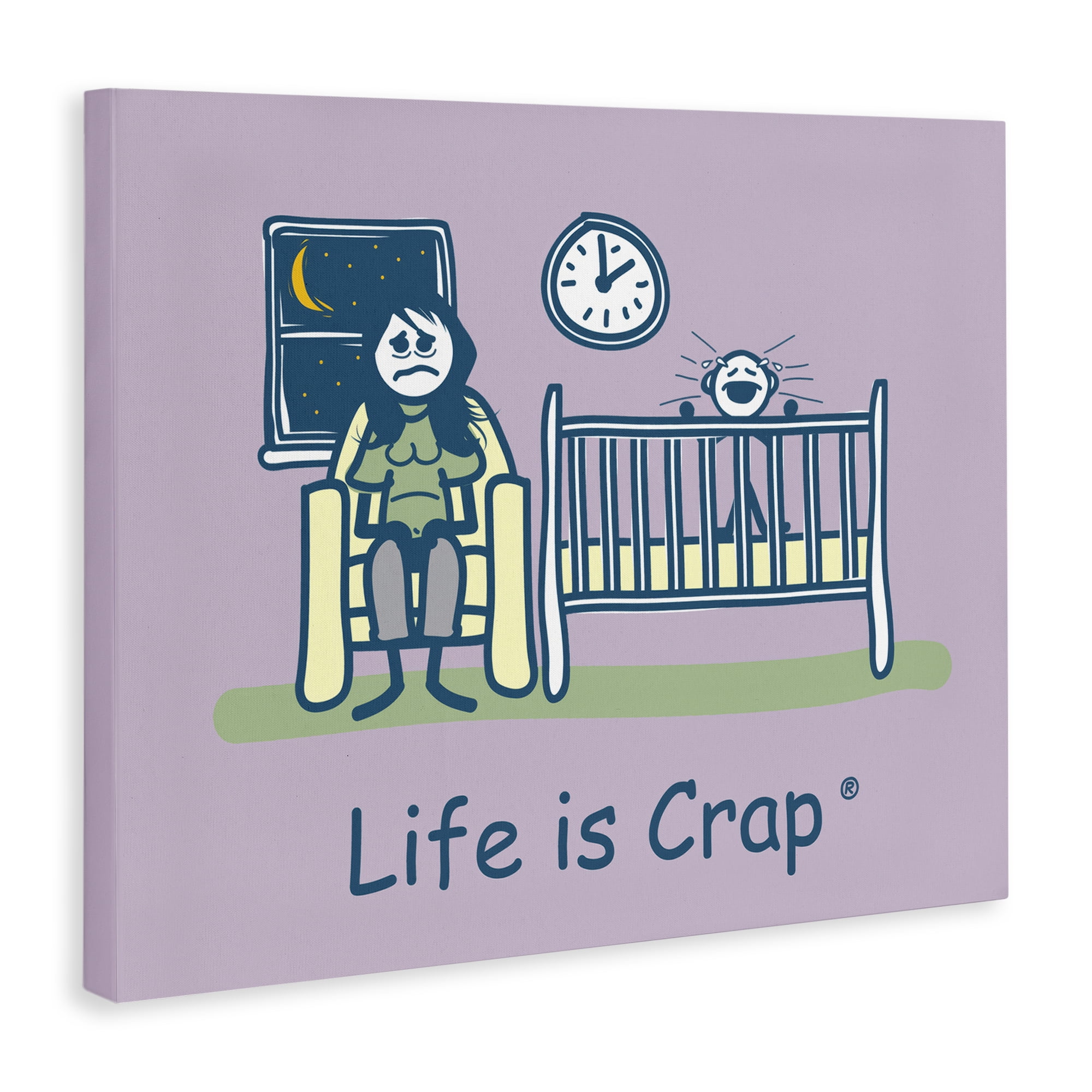 Stupell Industries Awake with Crying Baby Novelty & Humor Painting Wrapped Canvas Art Print Wall Art, 48 x 36