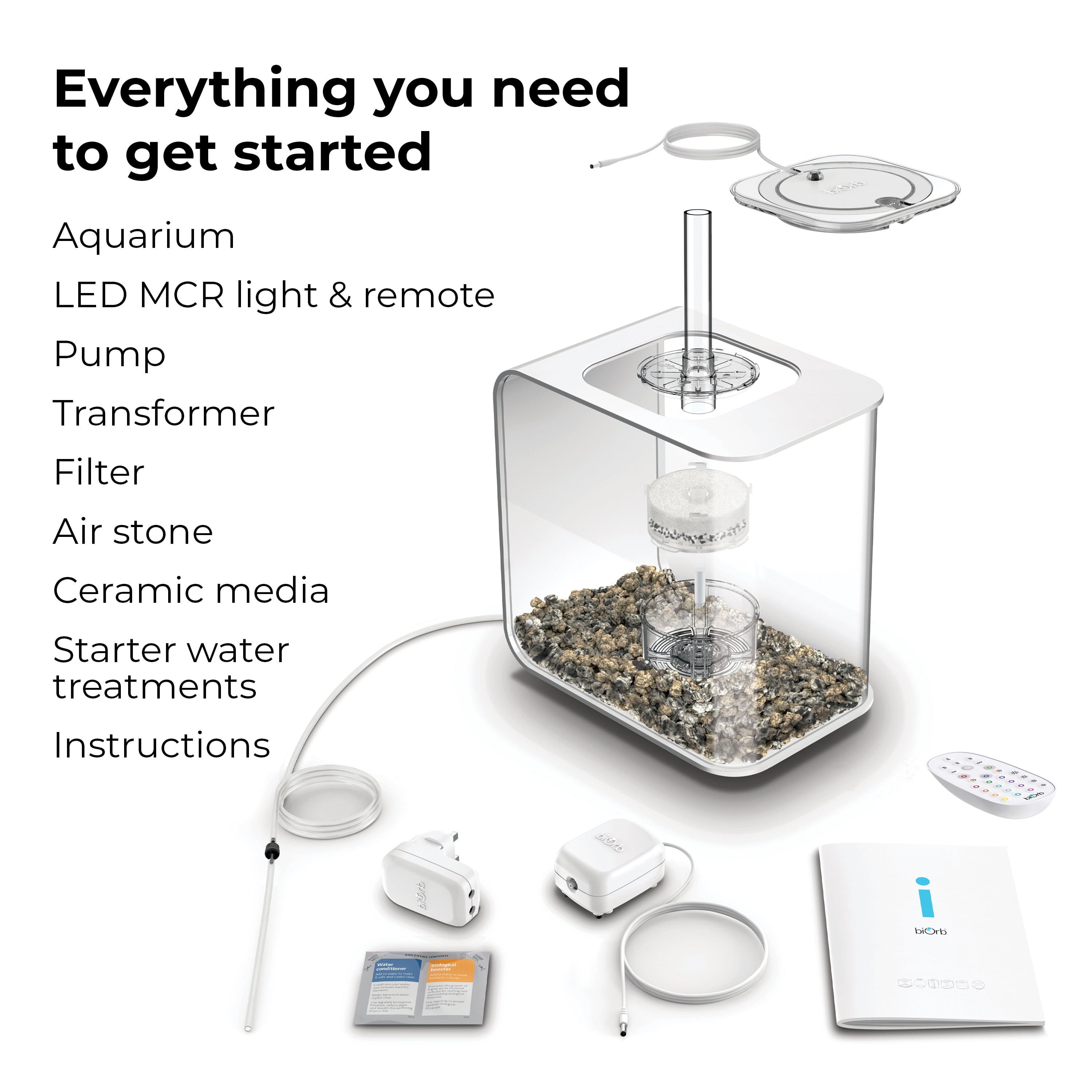 biOrb FLOW 15 Aquarium with MCR Light - 4 Gallon, White, Acrylic