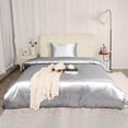 thumbnail image 2 of Ensemble de Literie pour la Maison 3 Pcs Housse de Couette Satin Soie pour Couette Gris Simple, 2 of 8