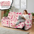 thumbnail image 3 of COEQINE Stretch Recliner Cover Universal 8 Pieces Recliner Sofa Cover Stay in Place 3 Seater Furniture Protector Home Decor for Pets, Dogs for Valentines Day Decor, Kids, Pink Heart Beige, 3 of 8
