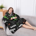 thumbnail image 5 of Oversized Wearable Blanket Hoodie,Black Cartoon Dinosaurs Rawr Pattern Sherpa Blanket Hoodie with Super Pockets,Super Warm Fuzzy Pullover for Women & Men, 5 of 6