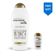 (Travel Size Gift) OGX Nourishing + Coconut Milk Shampoo, 25.4 Oz & 3 Oz size