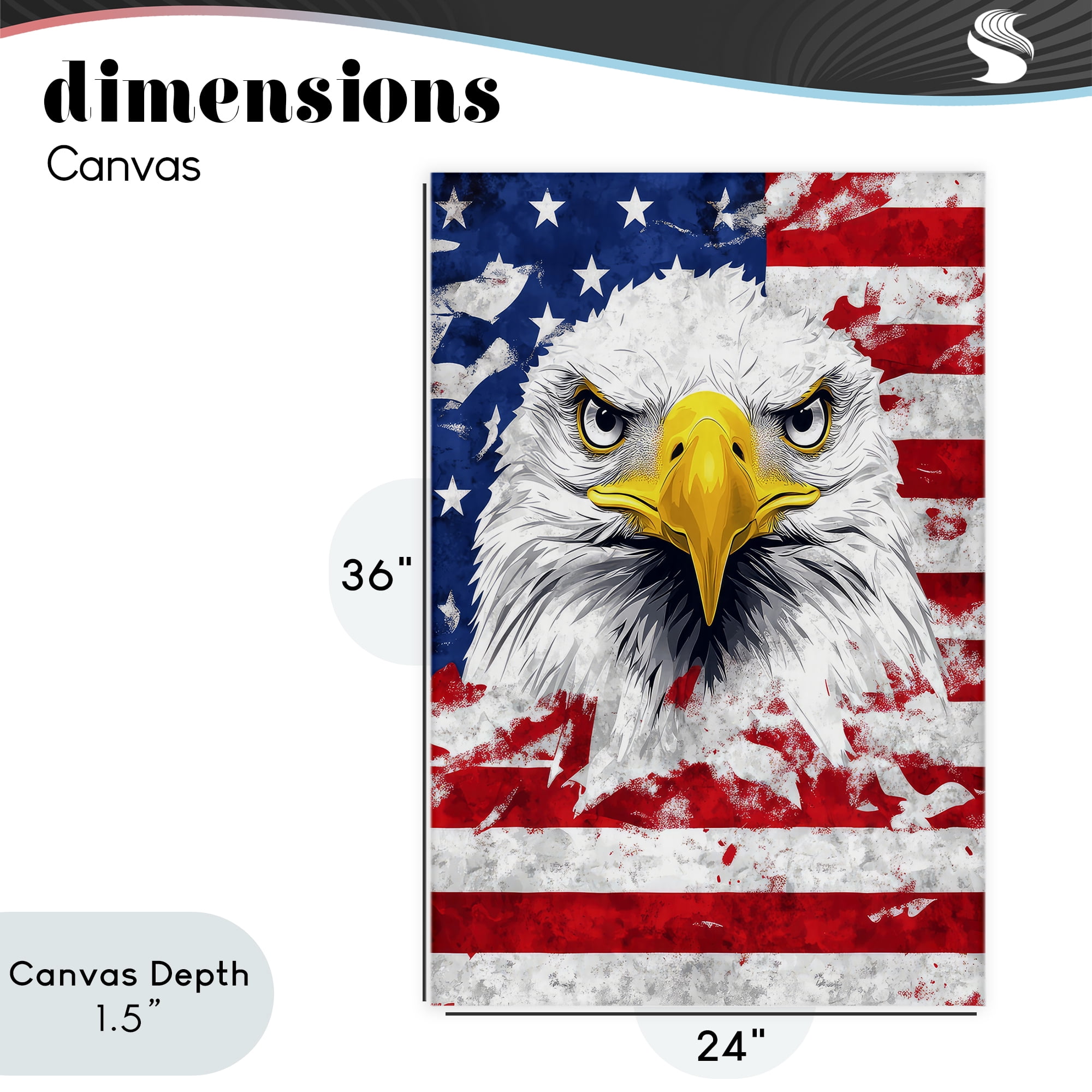 Stupell Industries Patriotic Bald Eagle Flag Canvas Wall Art, design by The Wands Want