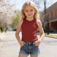 thumbnail image 2 of Likimi Toddler Girls Boys T Shirt Crew Neck Sleeveless Solid Color Tank Comfort Casual Tee Red Size 7-8 Years, 2 of 4