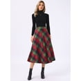 thumbnail image 3 of DARING DIVA Women's Vintage Plaid A-Line Work Long Maxi Skirt X-Small Red Green, 3 of 6