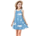 thumbnail image 5 of Cethrio Girl's Summer Dresses, Sleeveless Printed A-Line Casual Dresses Holiday Dresses Blue Size 7-8T, 5 of 7