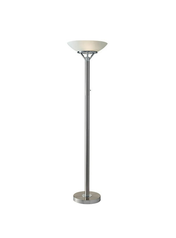 Adesso Expo 300W Torchiere, 71-1/2"H, Frosted Shade/Brushed Steel Base