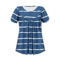 thumbnail image 6 of Xixinqiwan Women Tops under $10.00,Women Summer Casual Shirts Short Sleeve Striped Tunic Tops Crew Neck Tee Tshirt Blouses for Women Blue S, 6 of 7