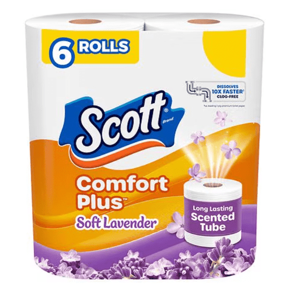 Scott ComfortPlus Soft Lavender Toilet Paper 6 Count