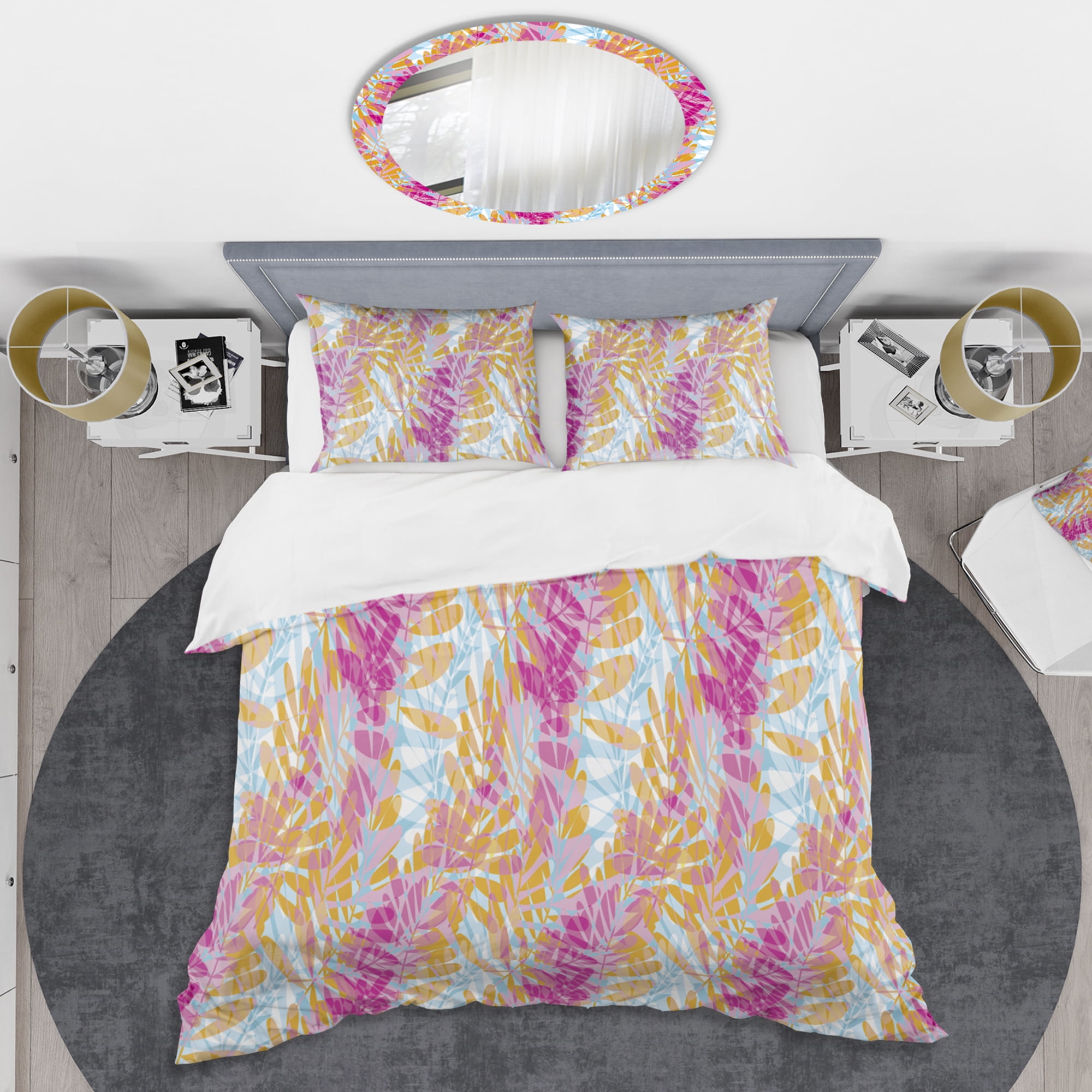 Designart 'Retro Floral Pattern III' Mid-Century Modern Duvet Cover Set