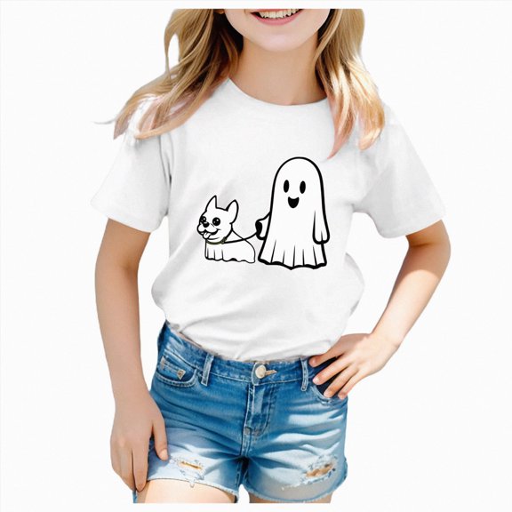 boobe Toddler Girls Halloween Shirt T-Shirts Tees Spooky Tops Short Sleeve