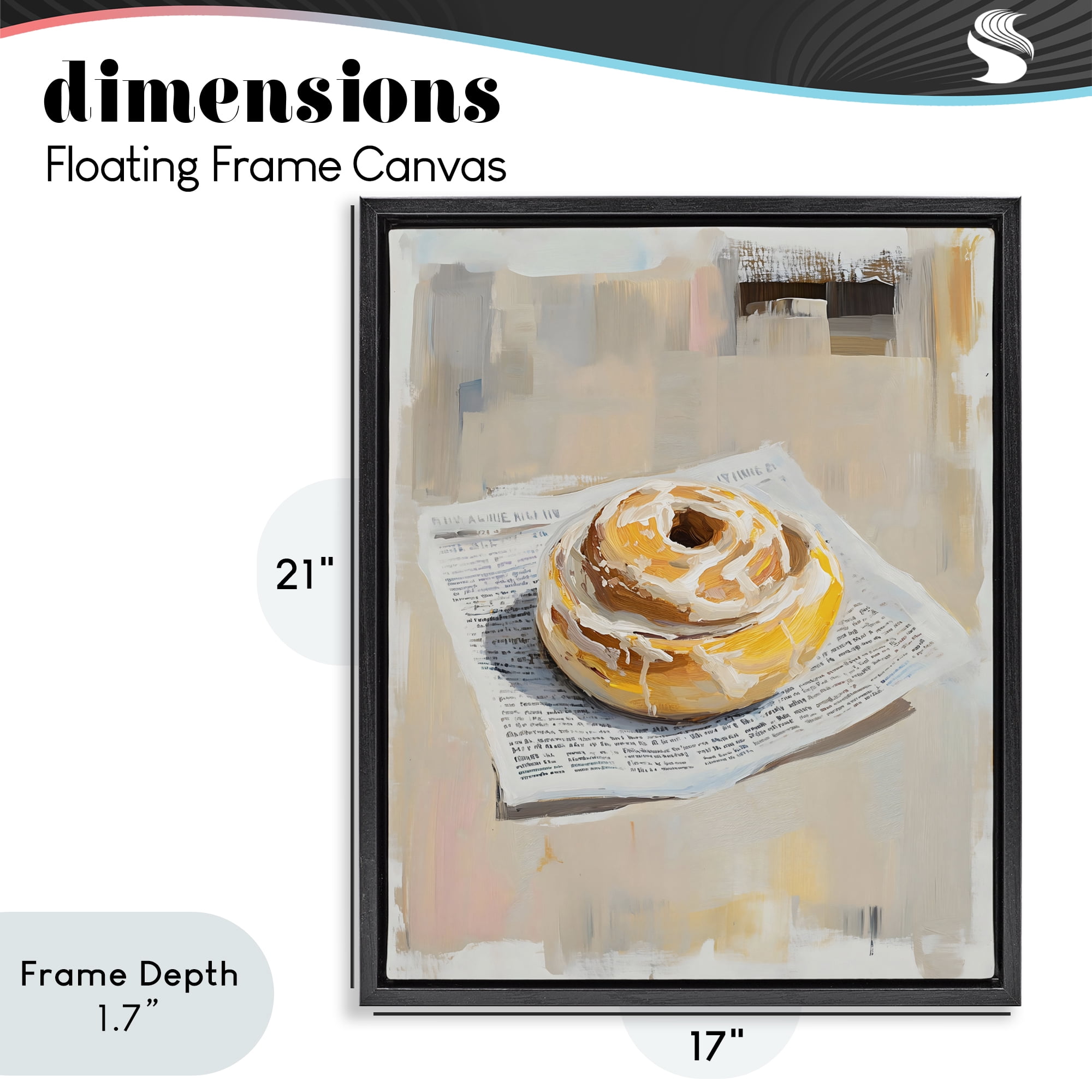 Stupell Industries Cinnamon Roll & Morning Paper Black Framed Floater Canvas Wall Art, design by The Prints Vibe
