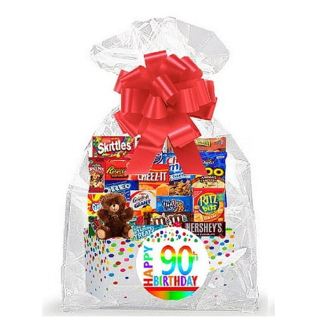 CakeSupplyShop Item#090BSG Happy 90th Birthday Rainbow Thinking Of You Cookies Candy & More Care Package Snack Gift Box Bundle Set – Ships FAST!