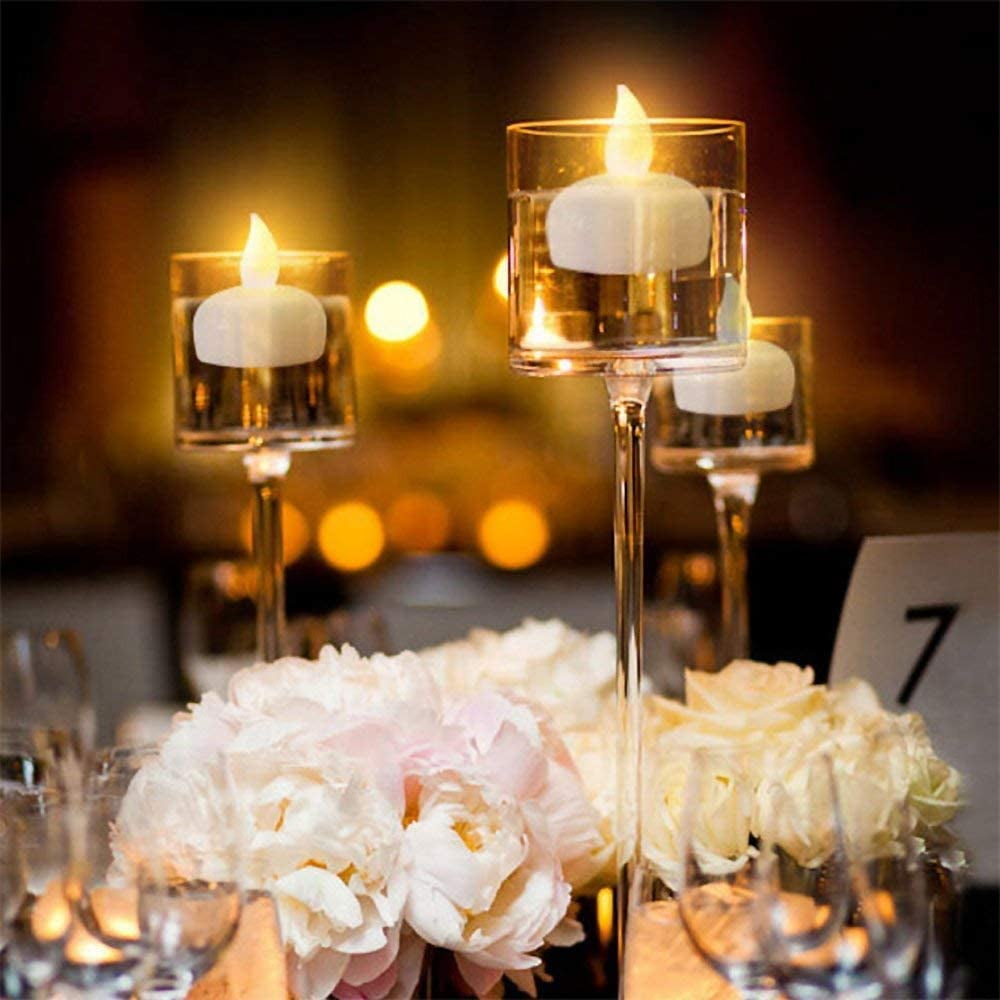 12 LED RGB Floating Flicker Tea Candle Waterproof Wedding Centerpiece Light 