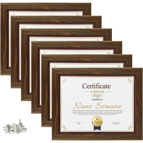 8.5x11 Picture Frames, 6 Pack Photo Frame Brown, Horizontal or Vertical