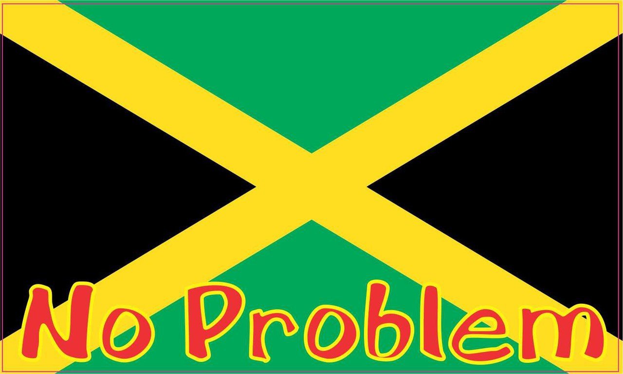 5in x 3in Jamaica Jamaican No Problem Flag Bumper Sticker Decal Vinyl