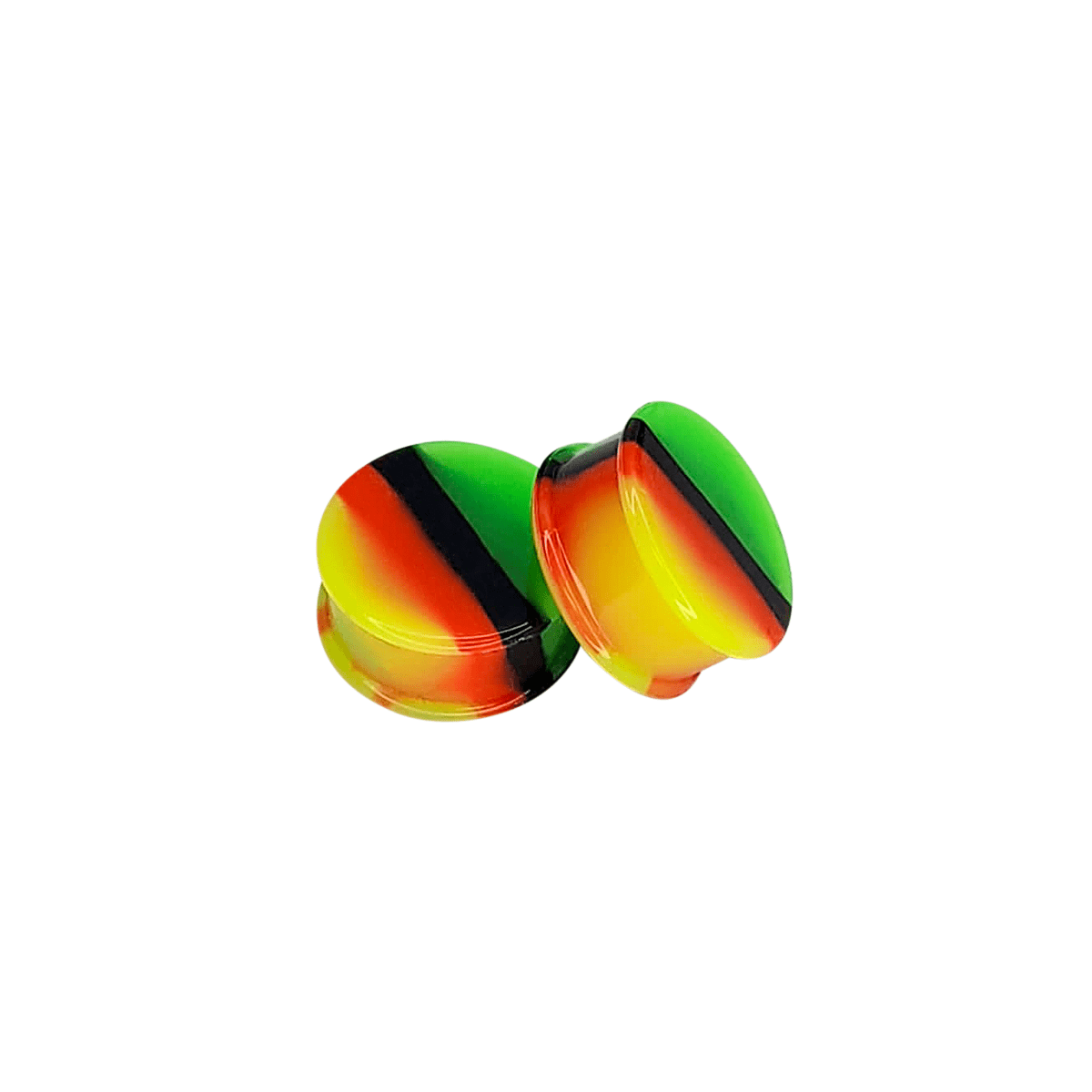 PAIR-Rasta Colored Acrylic Single Flare Ear Plugs 22mm/7/8"Gauge Body Jewel 